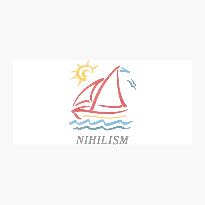 1980s Vintage Style  Nihilism Aesthetic Sailboat Faded Design Coffee Mug