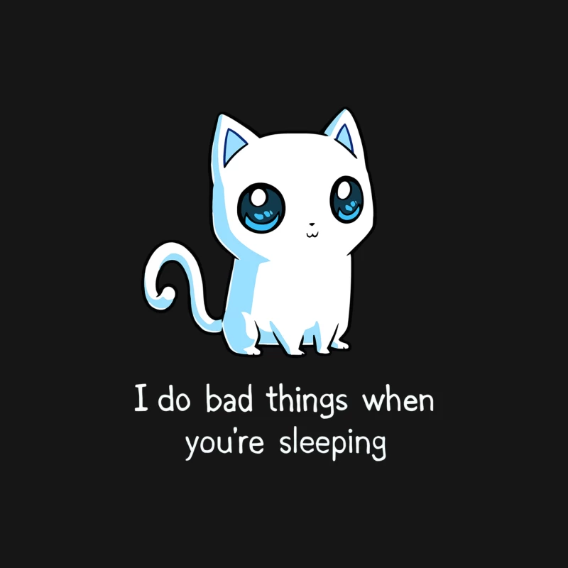 Adorable Cartoon White Kitten with Big Blue Eyes Female Long Sleeve T-Shirt