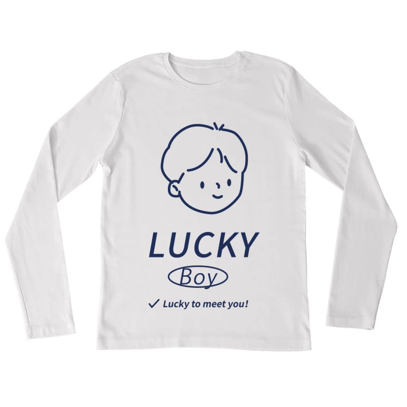 Glücklicher Junge Design Damen Langarm T-Shirt