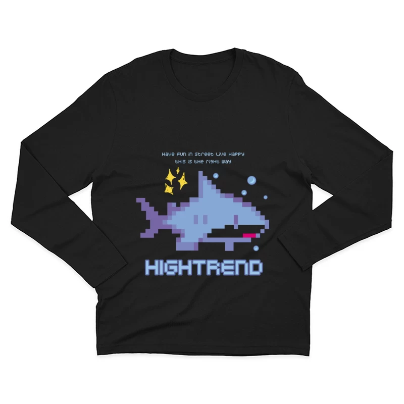 Pixel-Hai mit Motivationsbotschaft Herren Langarm T-Shirt