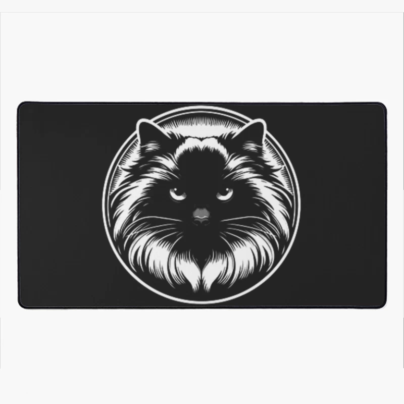 editable Dark Ragdoll Cat Portrait Desk Mat