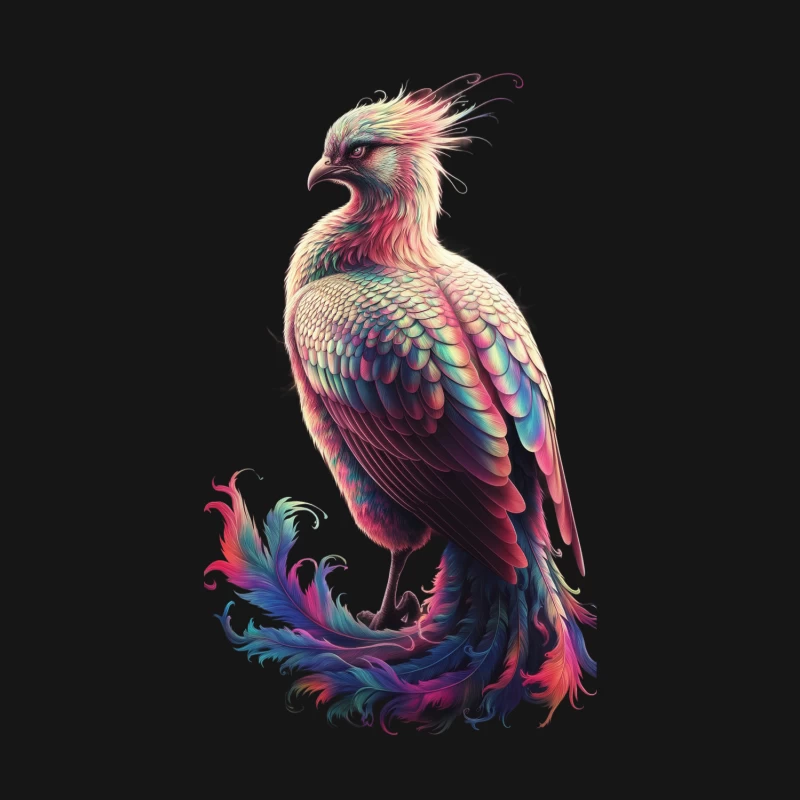 Vibrant Fantasy Phoenix: A Colorful Digital Illustration of a Mythical Bird Male Long Sleeve T-Shirt