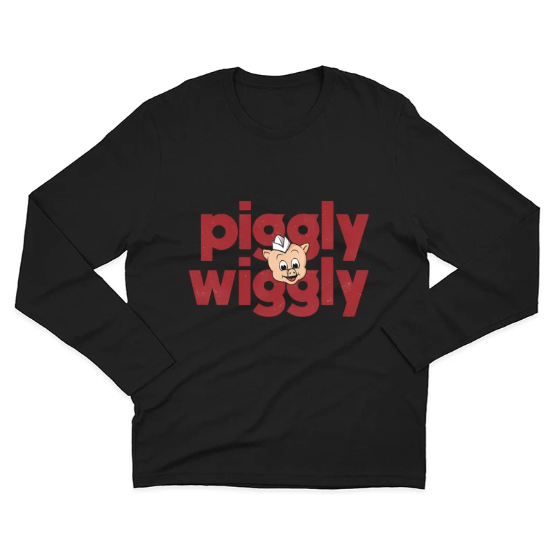 Vintage Piggly Wiggly Supermarket Logo with Cartoon Pig Male Long Sleeve T-Shirt