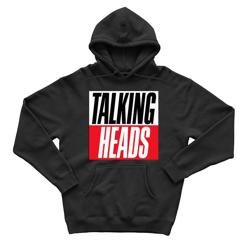 Talking Heads Classic Band Logo Design in Black and Red Typography Male Pullover Hoodie