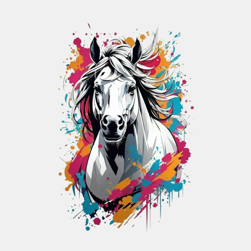Colorful Digital Art of a Horse Male Tank Top