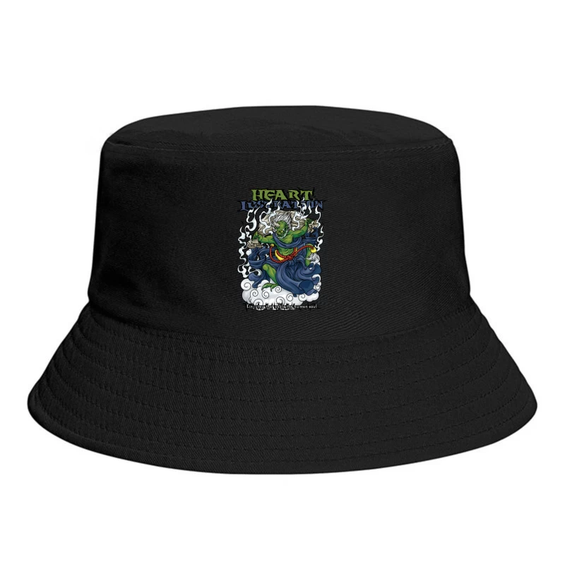 Demon Illustration with Kintsutsu Theme Bucket Hat