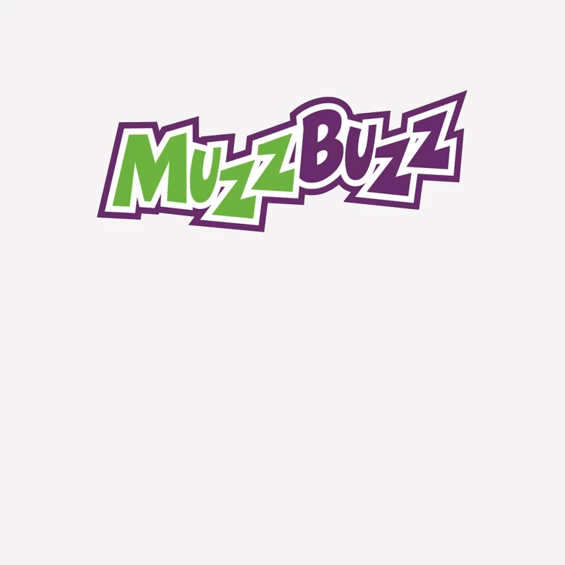 Muzz Buzz Beverage Brand Logo in Green and Purple Female T-Shirt