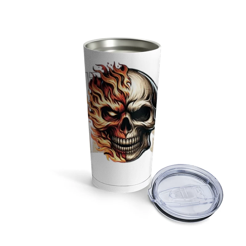 Burning Skull Gothic Flame Design Travel Mug