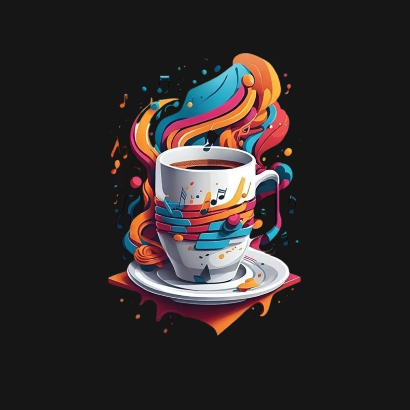Colorful Coffee Cup with Musical Notes Male Long Sleeve T-Shirt