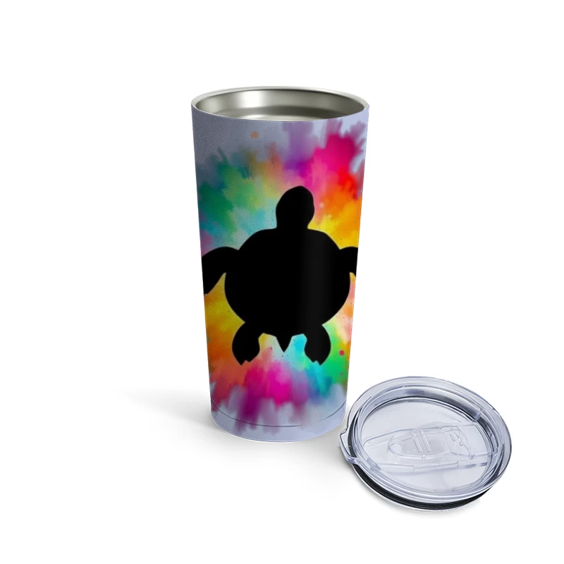 Colorful Turtle Silhouette Art Travel Mug