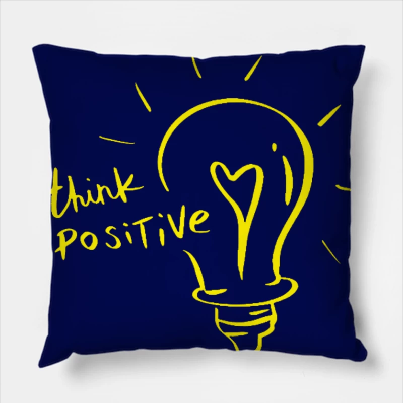 Positive Thinking Light Bulb Illustration Throw Pillow