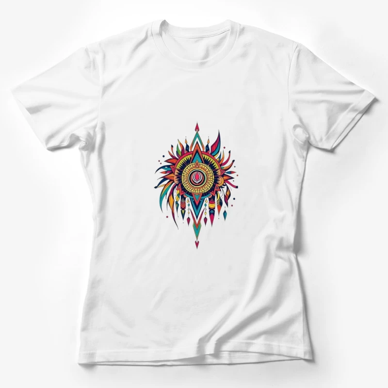 Vibrant Tribal Mandala Art Female T-Shirt