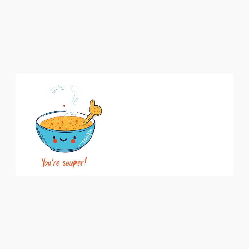 Cute Cartoon Soup Bowl with Cheerful Pun Coffee Mug