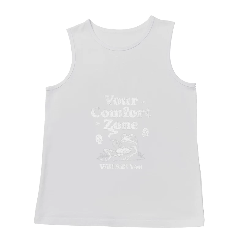 Comfort Zone Typography with Playful Dinosaur Design Male Tank Top