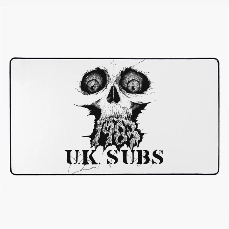 UK Subs Punk Rock Band Gothic Skull Logo Desk Mat