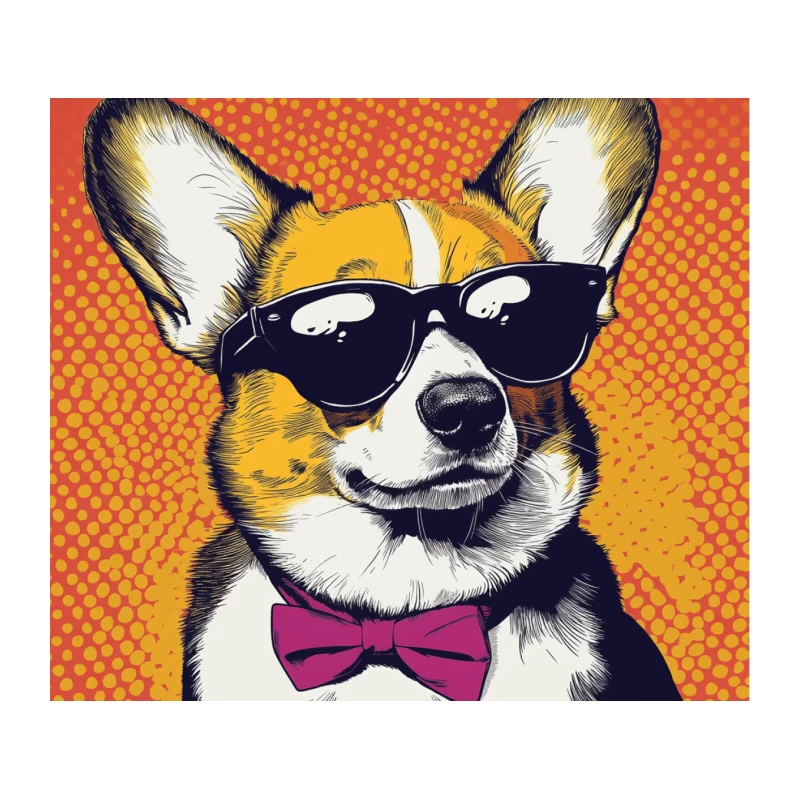 Stylish Corgi with Sunglasses in Pop Art Style Tapestry