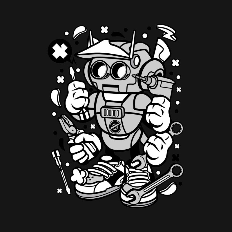 Robot bricoleur avec outils Femme T-Shirt