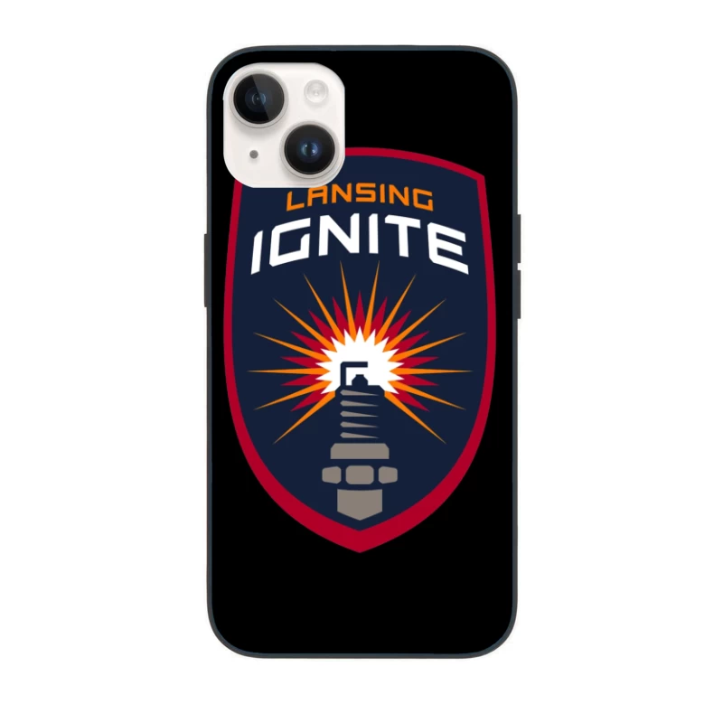 Lansing Ignite Soccer Team Shield Logo with Lighthouse Emblem iPhone Case