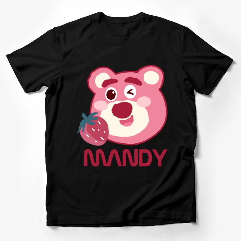 Rosa Bär mit Erdbeere Herren T-Shirt