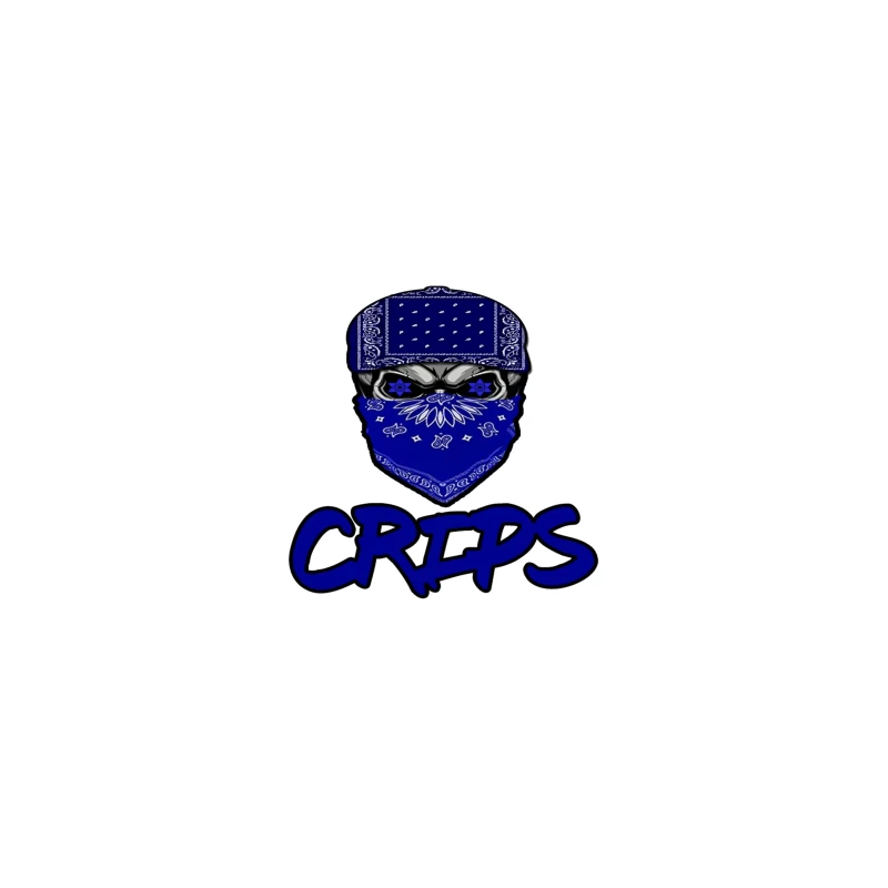 Blue Bandana Skull with Crips Gang Symbol Desk Mat