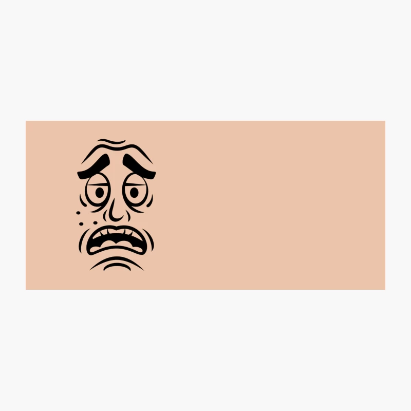 Simple Black and White Cartoon Face with Worried Expression Coffee Mug