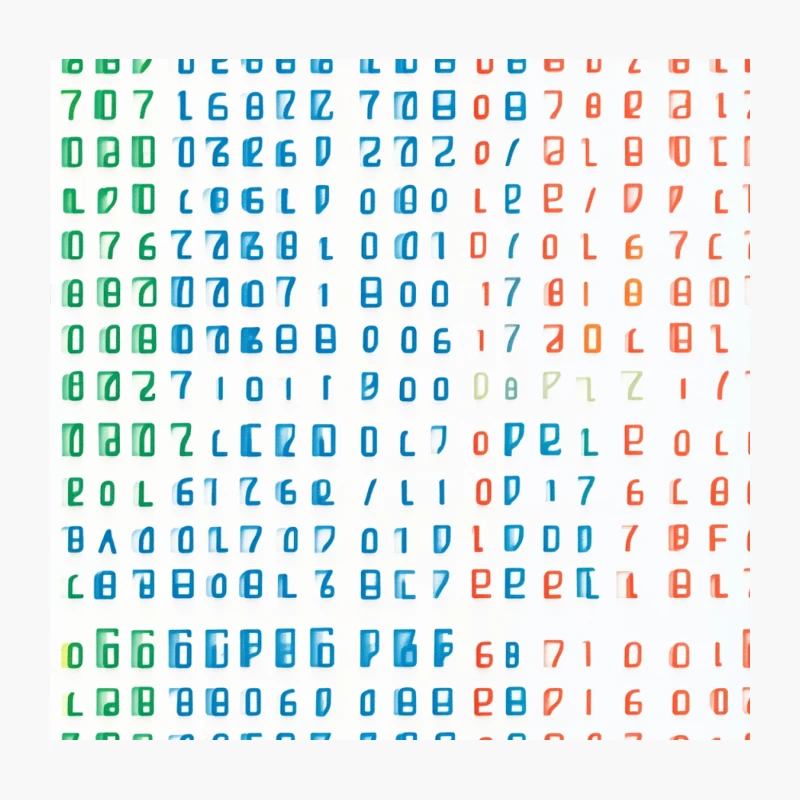 Colorful Digital Number Matrix Pattern Throw Pillow