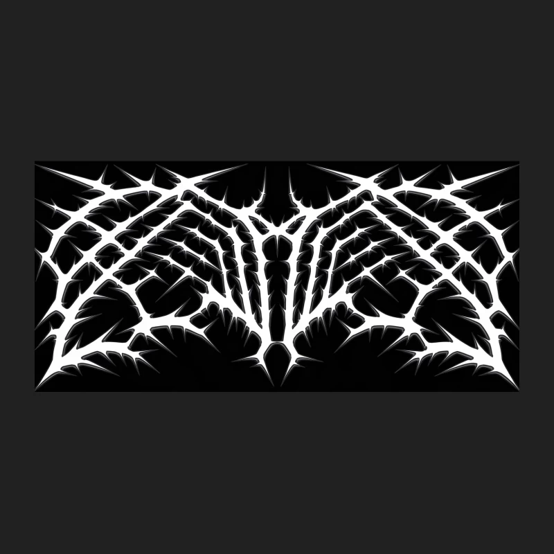 Symmetrical Spiky Metal Band Logo in Black and White Bucket Hat