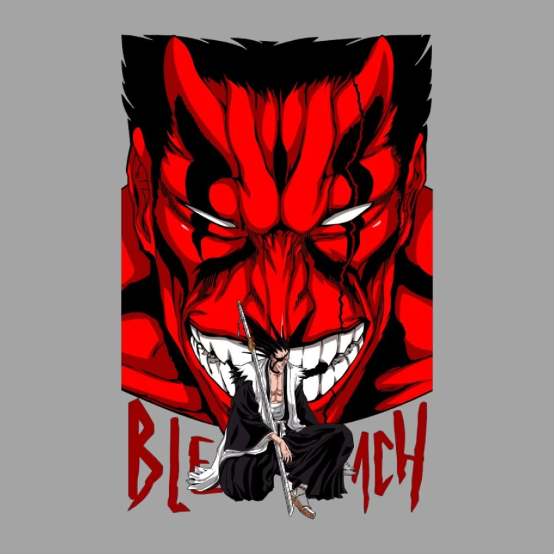 Bleach Poster mit Charakter und Dämonenmaske Herren T-Shirt