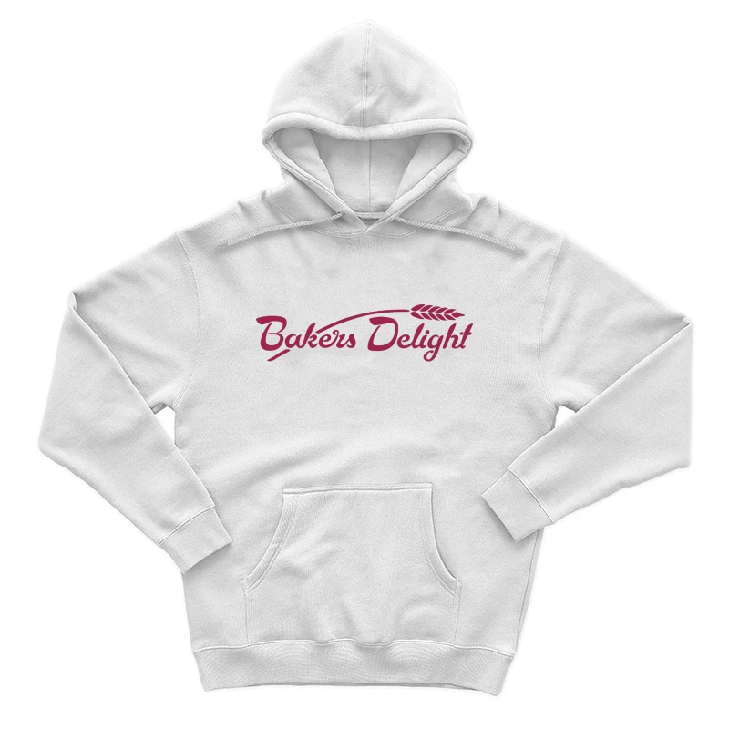 Bakers Delight Burgundy Cursive Logo with Wheat Symbol Male Pullover Hoodie