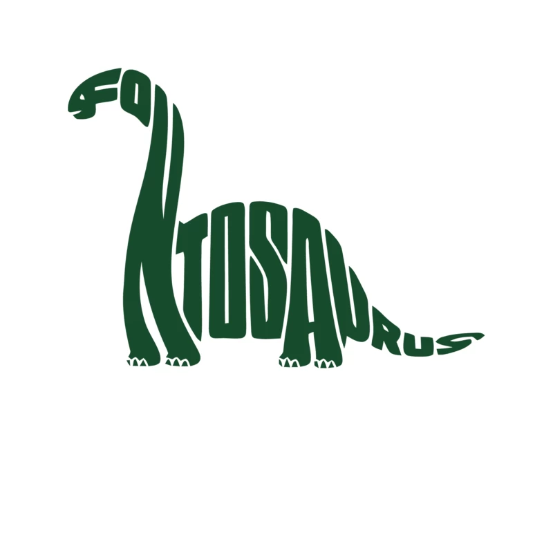 Green Brontosaurus Typography: Fossil-Inspired Logo Design Tapestry