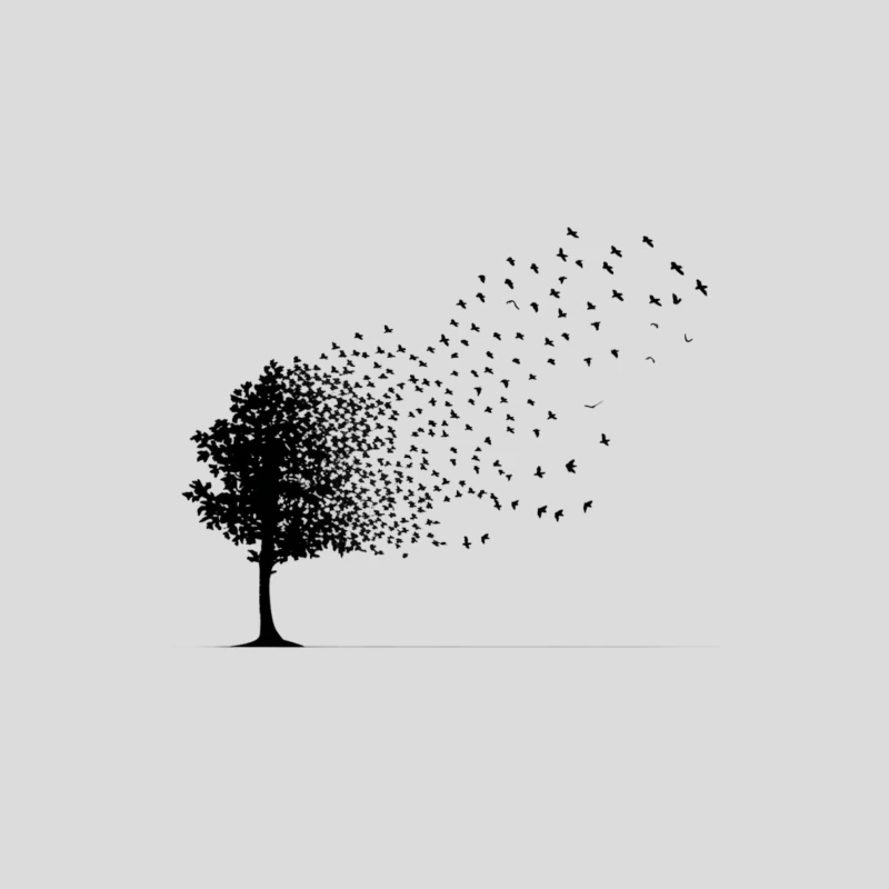 Silhouette Tree Transforming into Flying Birds: A Minimalist Nature Artwork Baseball Cap