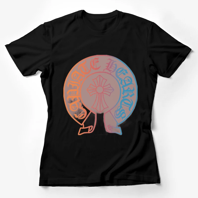 Gotisches Design mit Kreuz und Schriftzug Damen T-Shirt