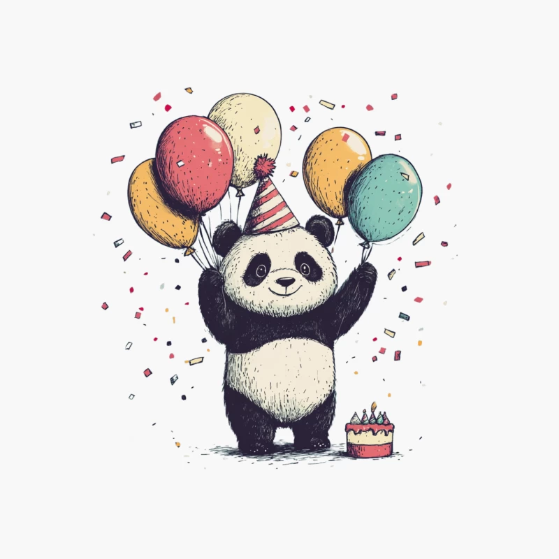 Festive Panda's Birthday Celebration Cotton Tote Bag
