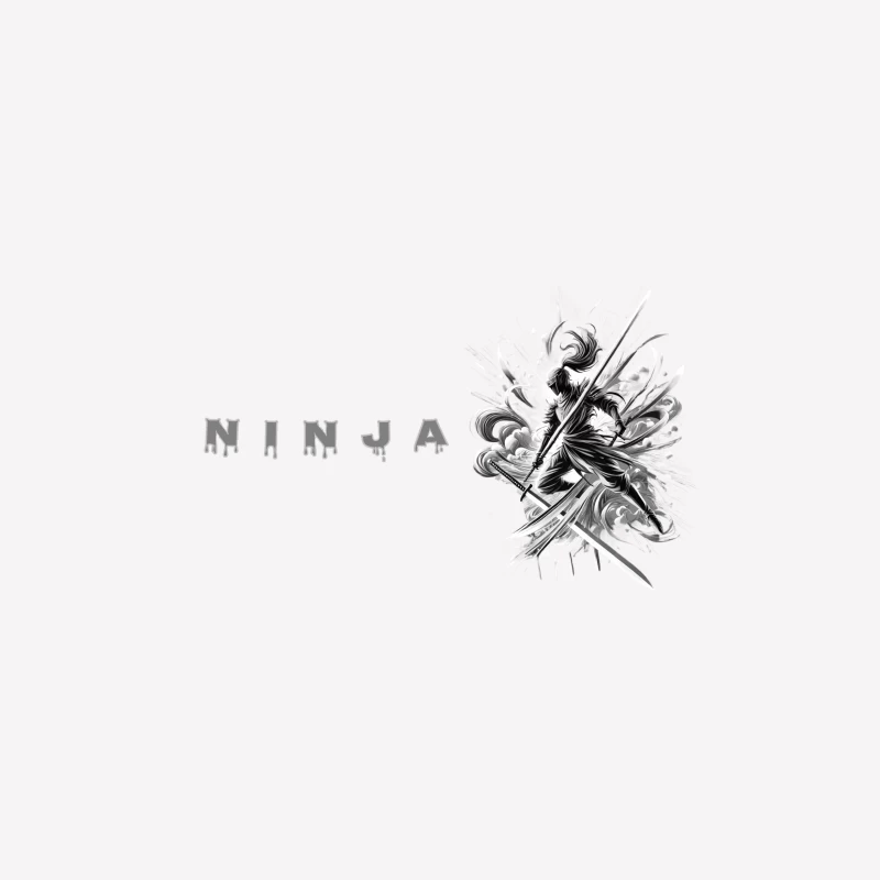 Ninja Artwork in Black and White Female T-Shirt
