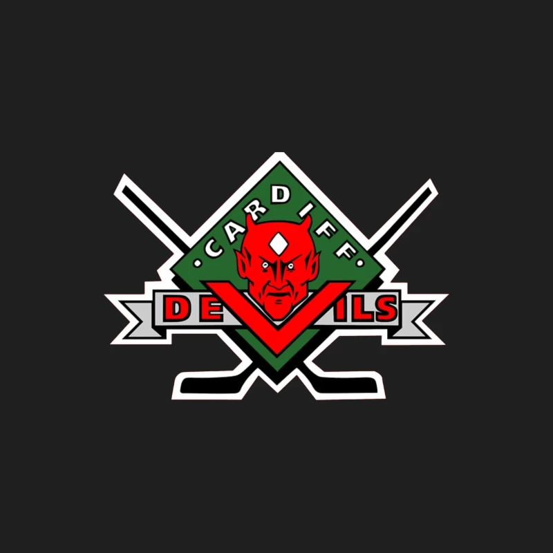 Cardiff Devils Hockey Team Logo with Red Devil Mascot Male Tank Top