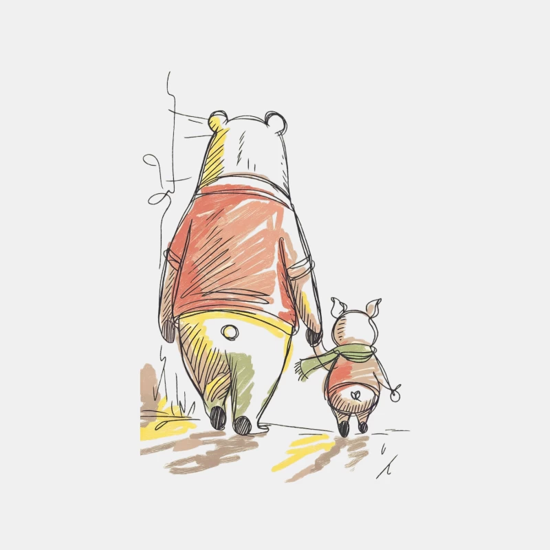 Winnie the Pooh and Piglet: A Sketchy Watercolor Walk Male Tank Top