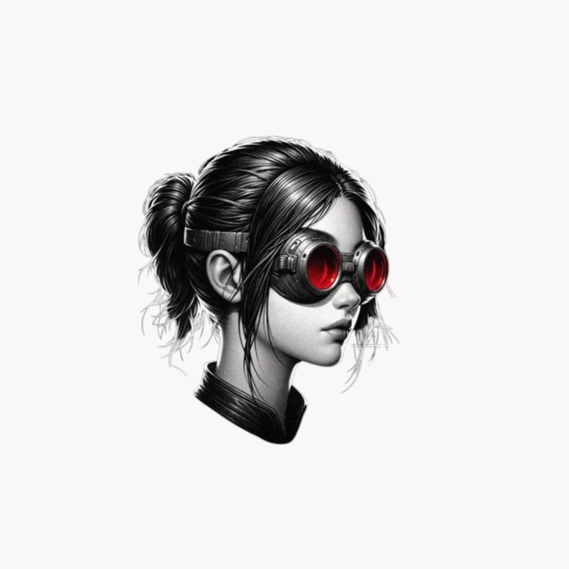 Monochrome Portrait with Red Steampunk Goggles Cotton Tote Bag