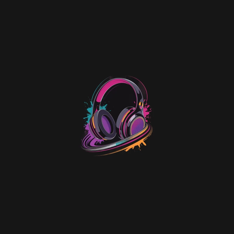Vibrant Colorful Headphones with Splashy Design Desk Mat