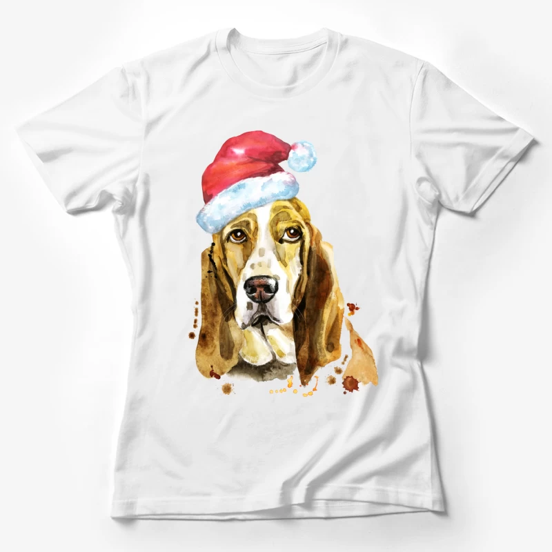 Basset Hound avec Chapeau de Noël Femme T-Shirt