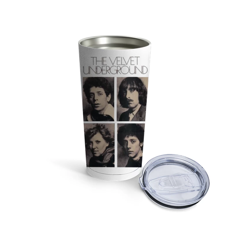 Vintage Black and White Portrait Collection of The Velvet Underground Band Members Travel Mug