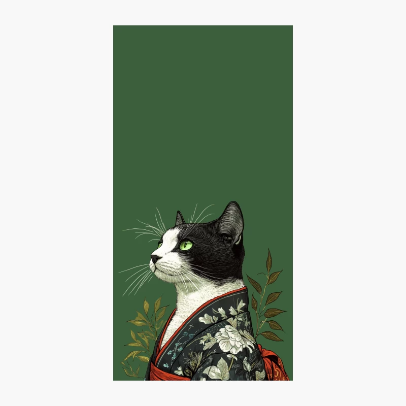 Artistic Portrait of Cat in Japanese Kimono iPhone Case