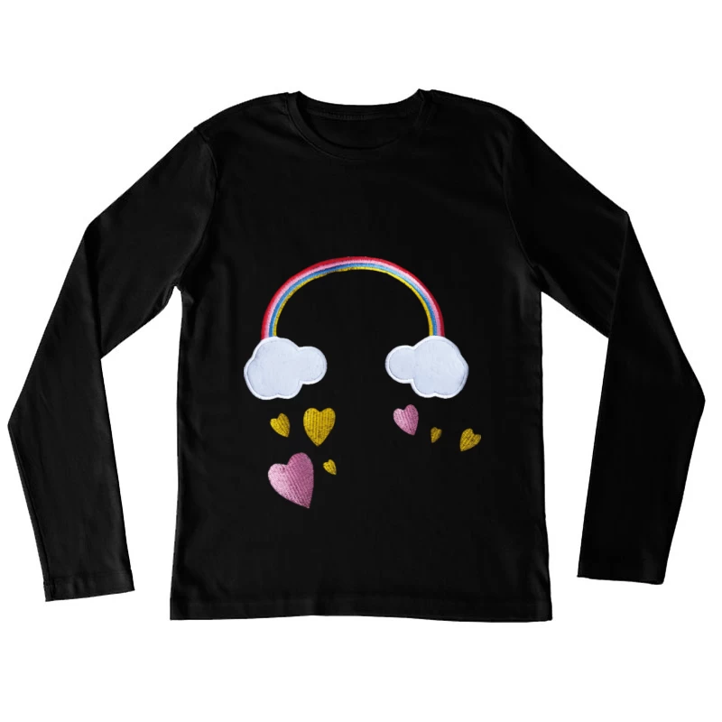 Regenbogen und Herzen Damen Langarm T-Shirt