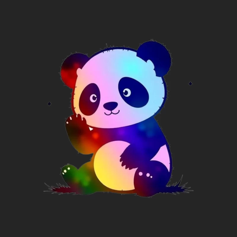 Cute Rainbow Gradient Panda Cartoon Illustration Female Pullover Sweatshirt