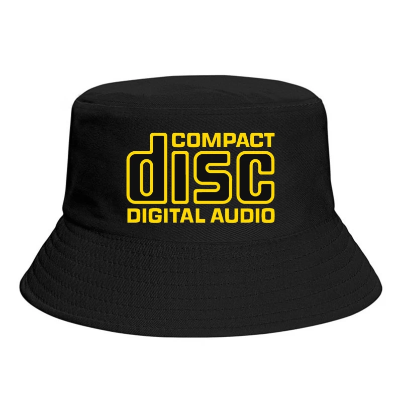 Vintage Compact Disc Digital Audio Yellow Logo Design Bucket Hat