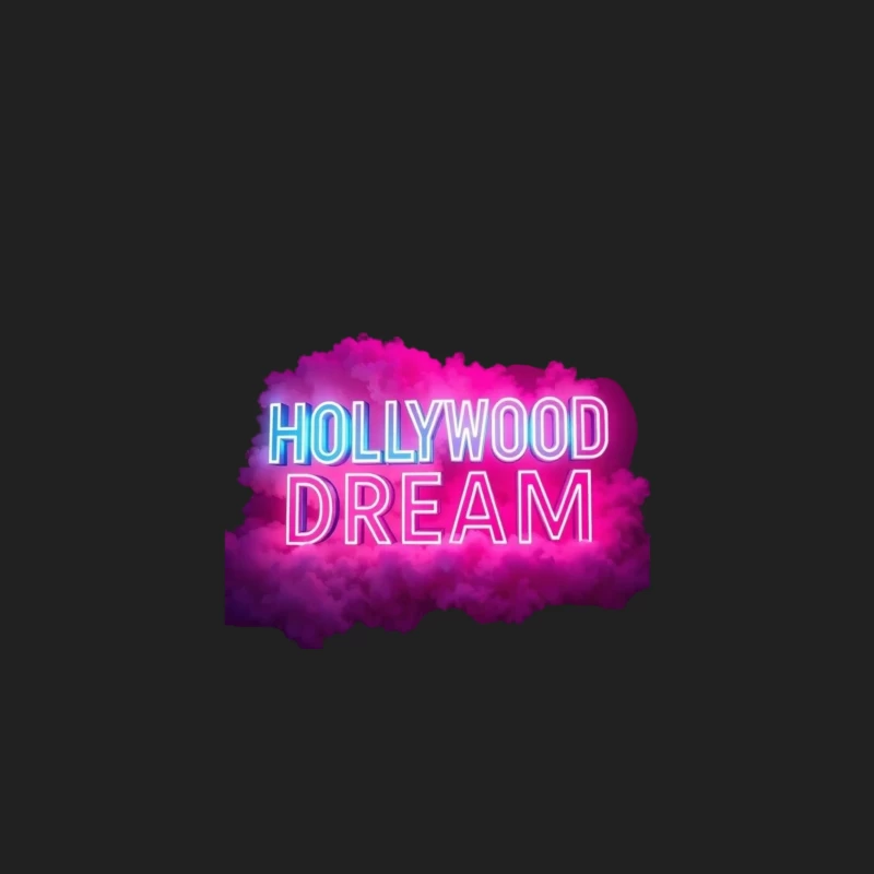 Neon Hollywood Dream Sign with Pink Cloud Background Bucket Hat