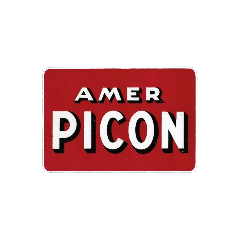 Vintage Amer Picon Logo Typography on Red Background Tapestry