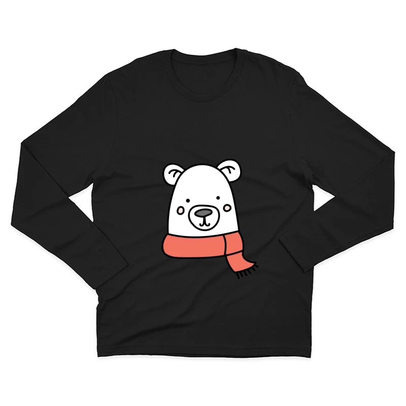Illustration d'ours polaire avec écharpe Homme Manches Longues T-Shirt