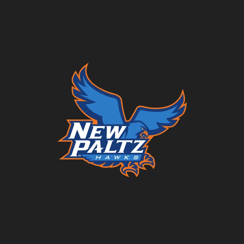 New Paltz Hawks Athletic Logo with Blue Hawk Mascot Bucket Hat