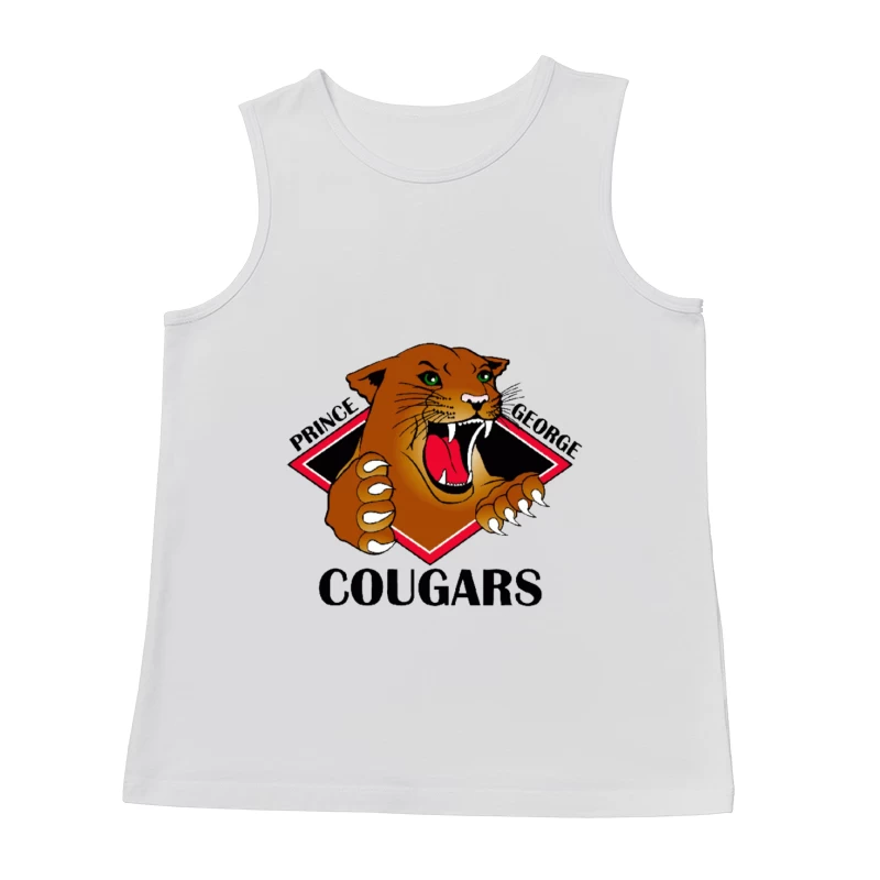 Prince George Cougars Sports Team Logo with Fierce Cougar Mascot Male Tank Top