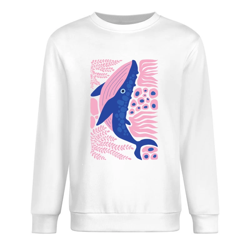 Whimsical Whale in a Coral Dream Male Pullover Sweatshirt